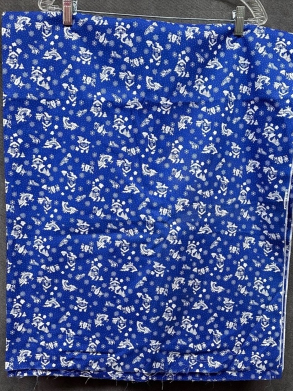 Vintage christmas fabric blue 6 yards wamsutta